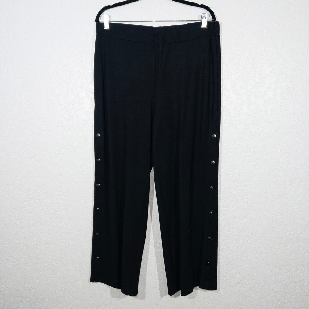 New John Mark Black Snap Button Side Pull On Trousers Size Large